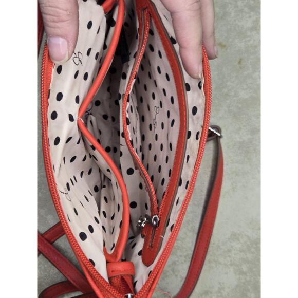 Jessica Simpson red leather zipper front pocket crossbody - Picture 4 of 8